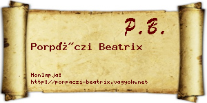 Porpáczi Beatrix névjegykártya